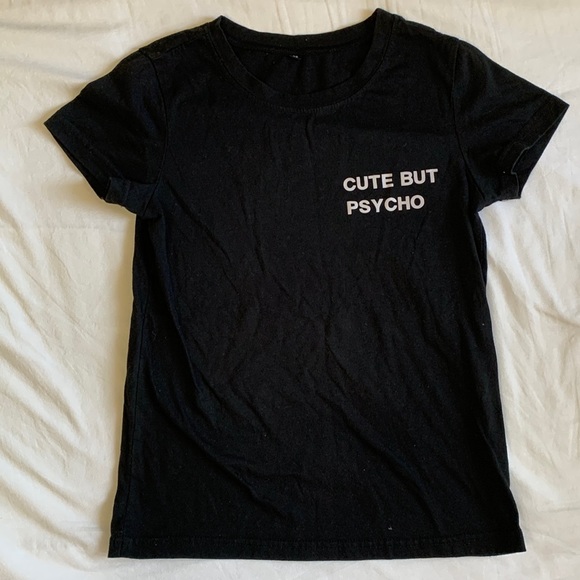 X-Small ‘Cute but Psycho’ Black T-Shirt Tee - Picture 1 of 4